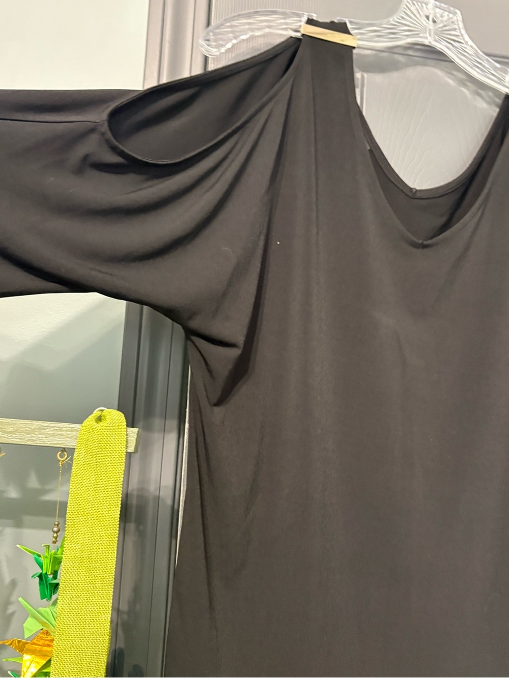 INC International Concepts Black Cold-Shoulder Draped Tunic